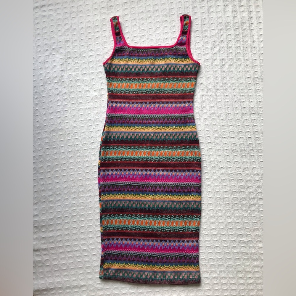 Emery Rose Missoni-style zig zag stripe Midi BodyCon Dress Medium Stretch